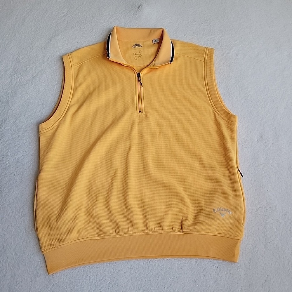 Callaway Sweater Vest Mens Large Orange Golf‎ X Series 1/4 Zip